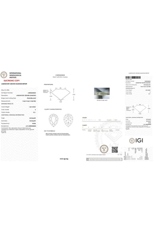 Synthetische Diamant van 1,02 karaat - Peervormig