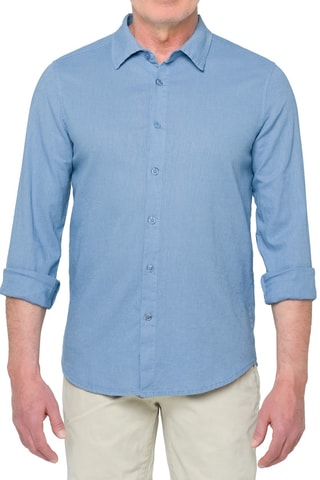 Chemise regular en lin Saunders - Bleu clair