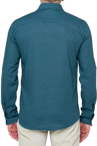 Chemise regular en lin Saunders - Bleu canard