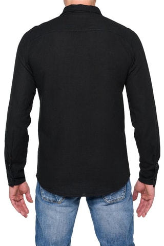 Chemise regular en lin - Noir