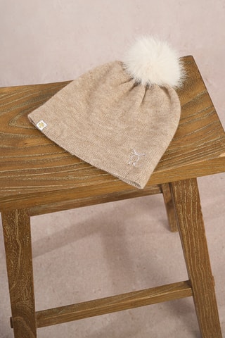 Bonnet à pompon - Beige chiné - Molly Bracken