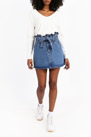 Minijupe en jean taille haute - Bleu - Molly Bracken