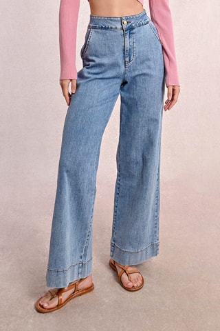 Jean large taille haute - Bleu clair - Molly Bracken