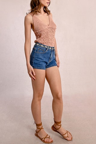 Short en jean taille haute - Blue marine - Molly Bracken