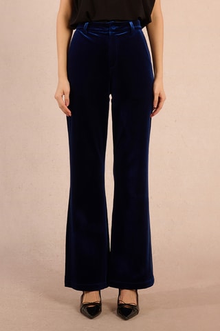 Pantalon flare taille haute en velours - Bleu cobalt - Molly Bracken