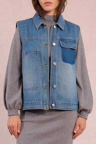 Veste sans manches en jean - Bleu - Molly Bracken