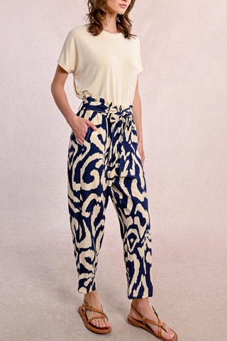 Pantalon carotte taille haute - Bleu marine - Molly Bracken