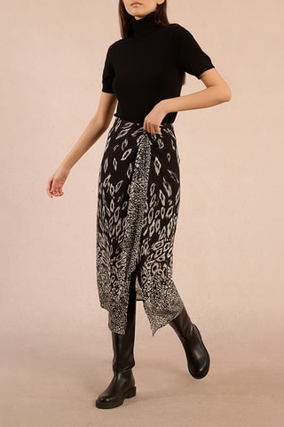 Jupe portefeuille taille haute - Noir - Molly Bracken