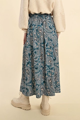 Jupe midi taille haute - Bleu canard - Molly Bracken