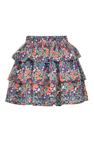 Minijupe volantée taille haute - Orange et violet - Girl