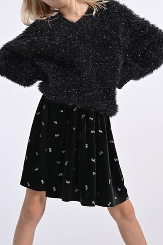 Jupe patineuse en velours - Noir - Girl