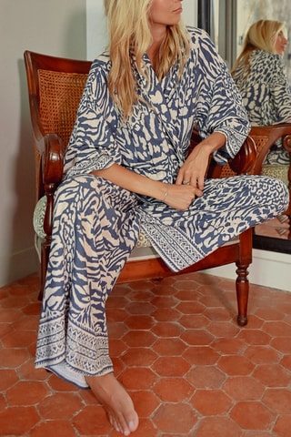 Pantalon large taille haute - Bleu marine - Molly Bracken