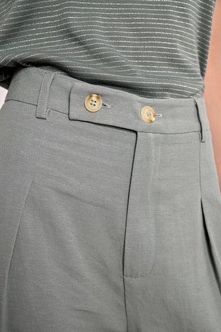Pantalon taille haute en lin - Vert clair - Molly Bracken