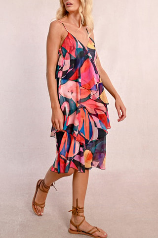 Vestido avolantado - Negro y rosa - Molly Bracken
