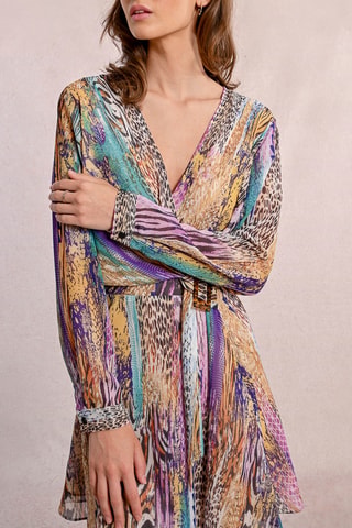 Vestido evasé - Violeta y marrón claro - Molly Bracken