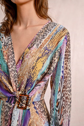 Vestido evasé - Violeta y marrón claro - Molly Bracken