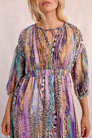 Vestido midi - Violeta y beige - Molly Bracken