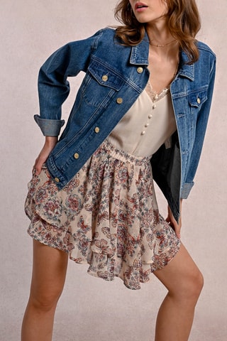 Minijupe volantée taille haute - Beige - Molly Bracken