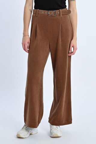 Pantalon large en velours taille haute - Marron - Lili X Molly
