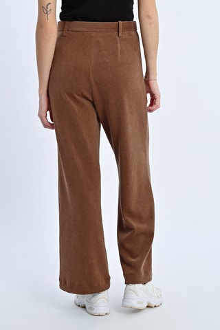 Pantalon large en velours taille haute - Marron - Lili X Molly