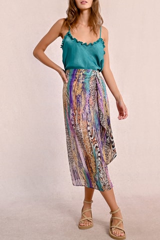 Jupe longue taille haute - turquoise et violet - Molly Bracken