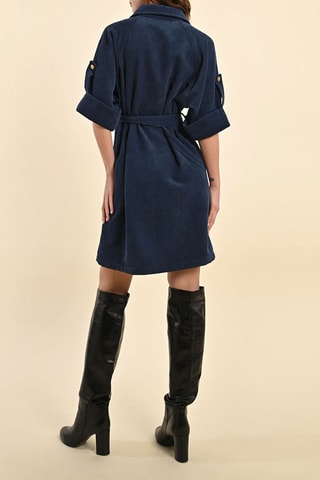 Robe chemise en velours - Bleu marine - Molly Bracken