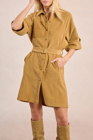 Robe chemise en velours - Beige - Molly Bracken