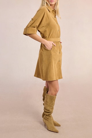 Robe chemise en velours - Beige - Molly Bracken