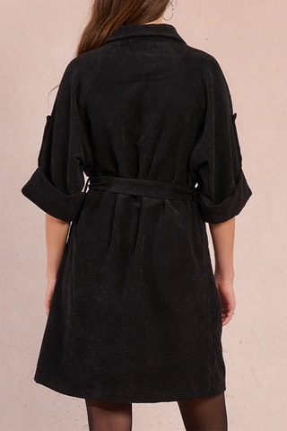 Vestido camisero de terciopelo - Negro - Molly Bracken