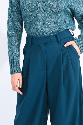 Pantalon palazzo taille haute - Bleu canard - Molly Bracken
