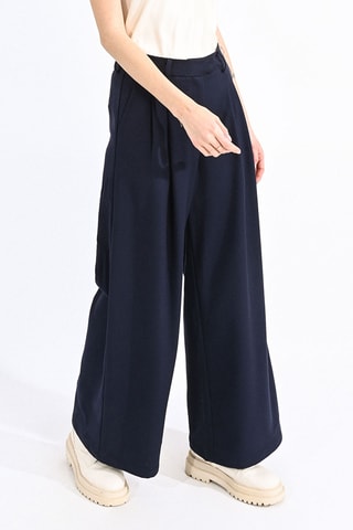 Pantalon palazzo taille haute - Bleu marine - Molly Bracken