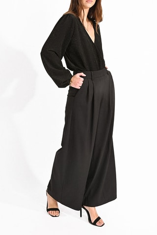 Pantalon palazzo taille haute - Noir - Molly Bracken