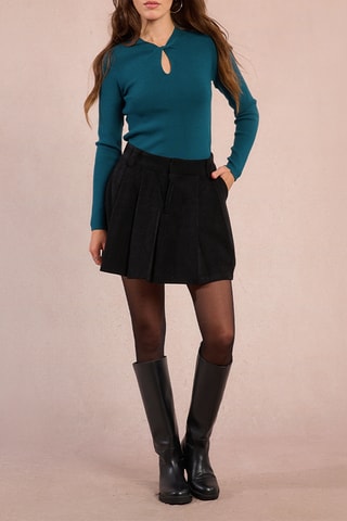 Jupe-short en velours taille haute - Noir - Molly Bracken