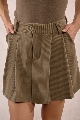 Jupe-short en velours taille haute - Kaki - Molly Bracken