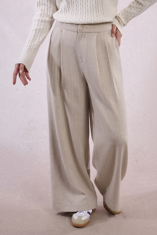 Pantalon large en laine - Beige - Molly Bracken
