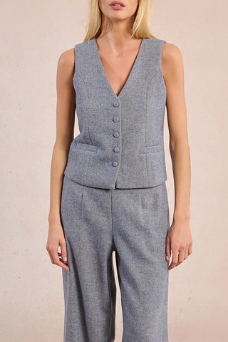 Veste sans manches en laine - Bleu marine chiné - Molly Bracken