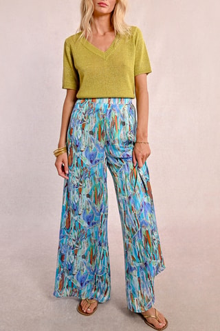 Pantalon large taille haute - Turquoise - Molly Bracken