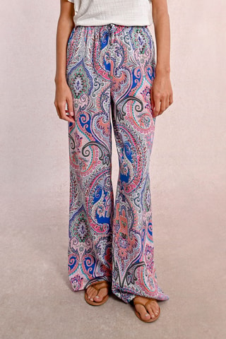 Pantalon large taille haute - Bleu cobalt - Molly Bracken