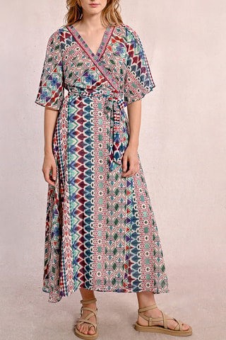 Vestido cruzado - Blanco y rojo - Molly Bracken