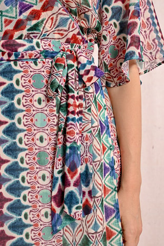 Vestido cruzado - Blanco y rojo - Molly Bracken
