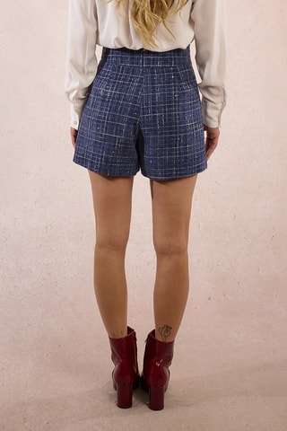 Short en tweed taille haute - Bleu marine - Molly Bracken