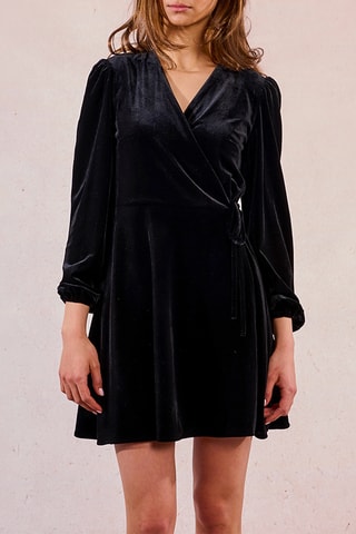 Robe portefeuille en velours - Noir - Molly Bracken