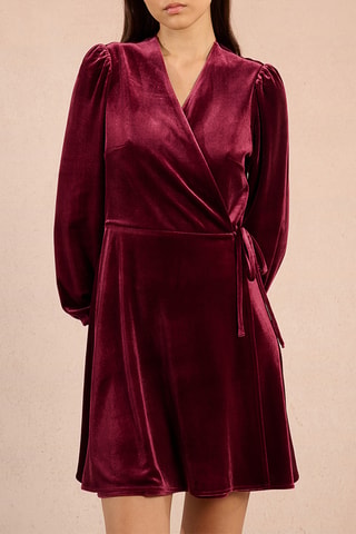 Robe portefeuille en velours - Rouge foncé - Molly Bracken