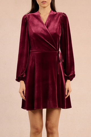 Robe portefeuille en velours - Rouge foncé - Molly Bracken