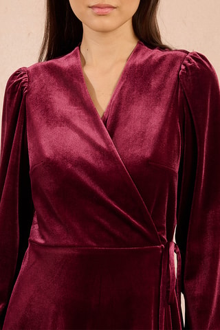 Robe portefeuille en velours - Rouge foncé - Molly Bracken