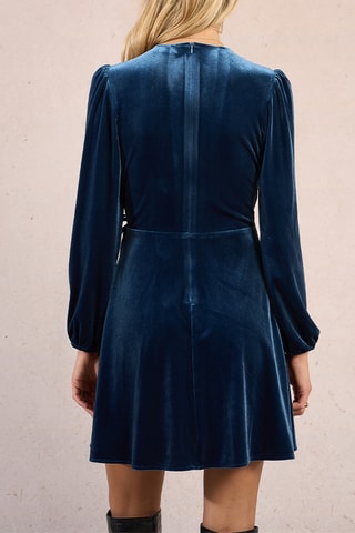 Robe portefeuille en velours - Bleu cobalt - Molly Bracken