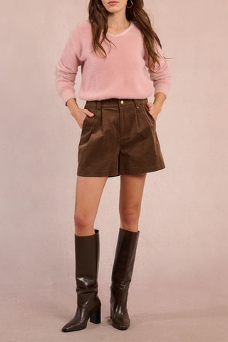Short en velours taille haute - Marron - Molly Bracken