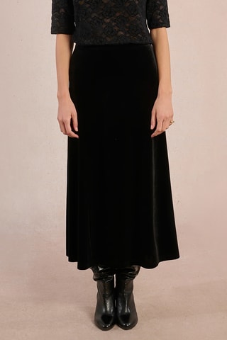 Jupe midi en velours taille haute - Noir - Molly Bracken