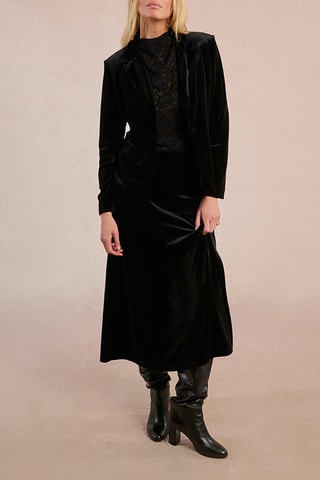 Jupe midi en velours taille haute - Noir - Molly Bracken