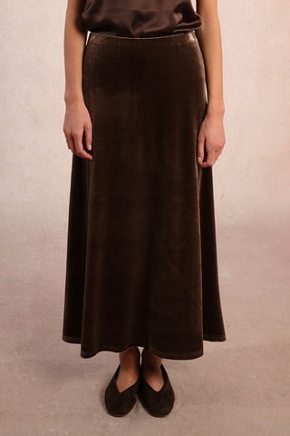 Jupe midi en velours taille haute - Marron - Molly Bracken